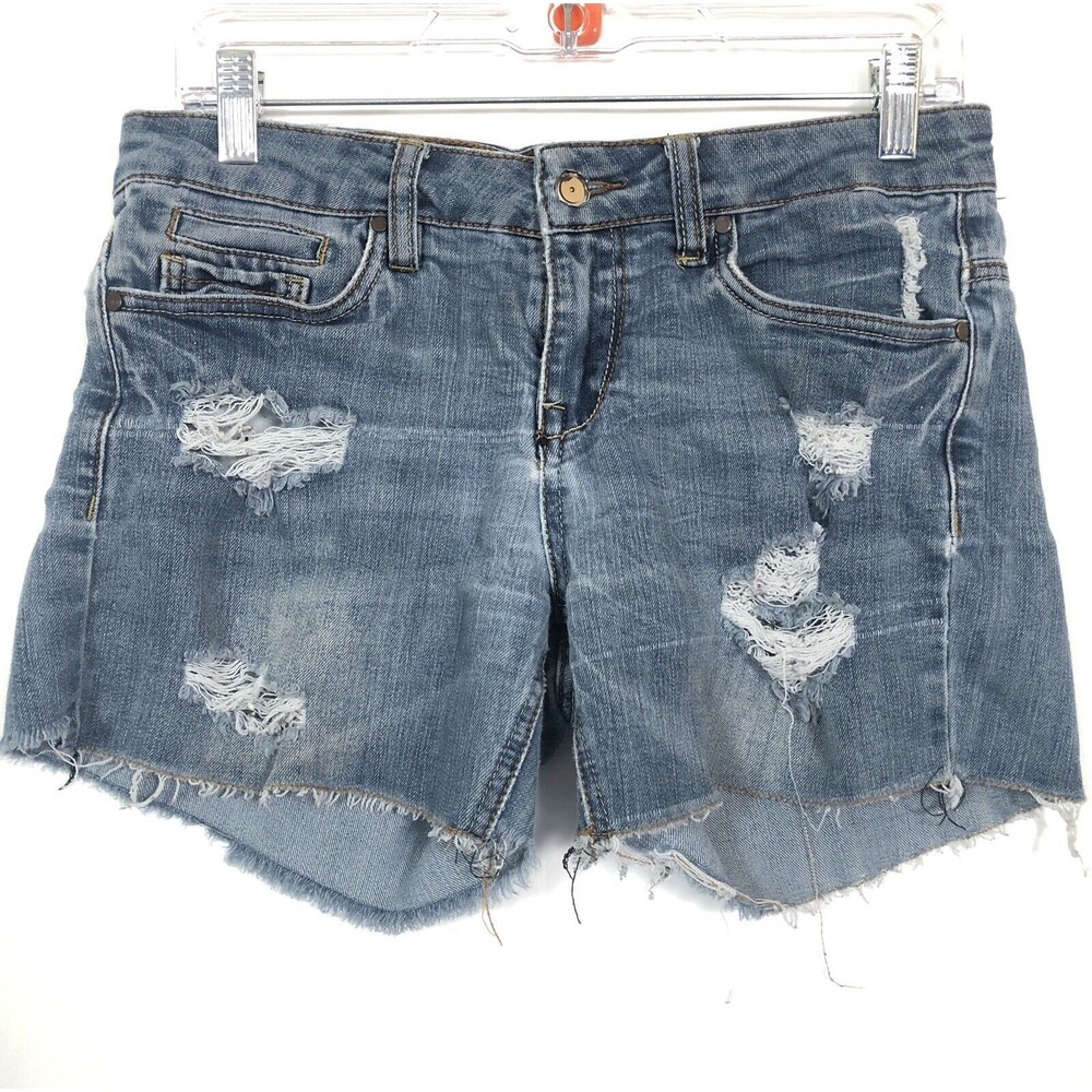Dollhouse Distressed Cutoff Jean Shorts Size 3 Provocative Low Rise Frayed Hem